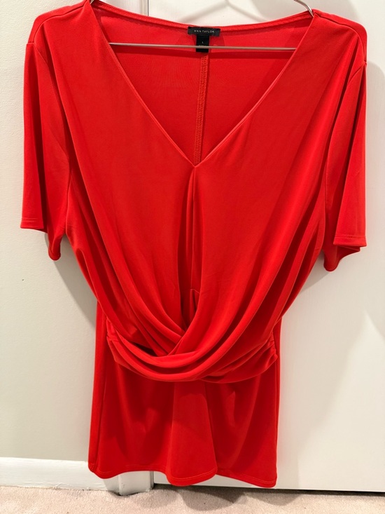 Ann Taylor Dresses & Skirts - Ann Taylor Red Draped V-Neck Women’s Top